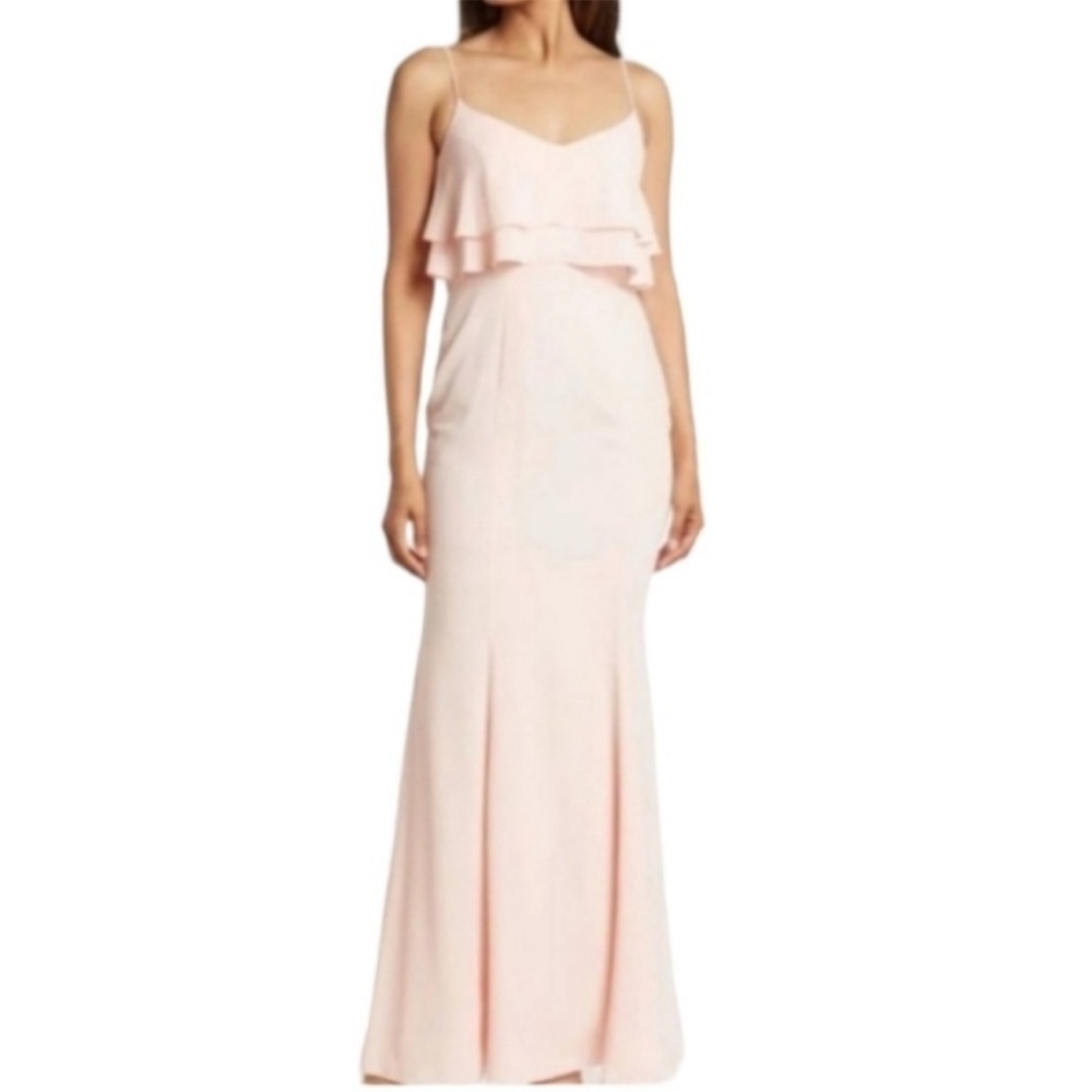 LIKELY Monte Ruffle Gown Maxi Bridesmaid Dress Size 6 Seh Mauve/Pink Color